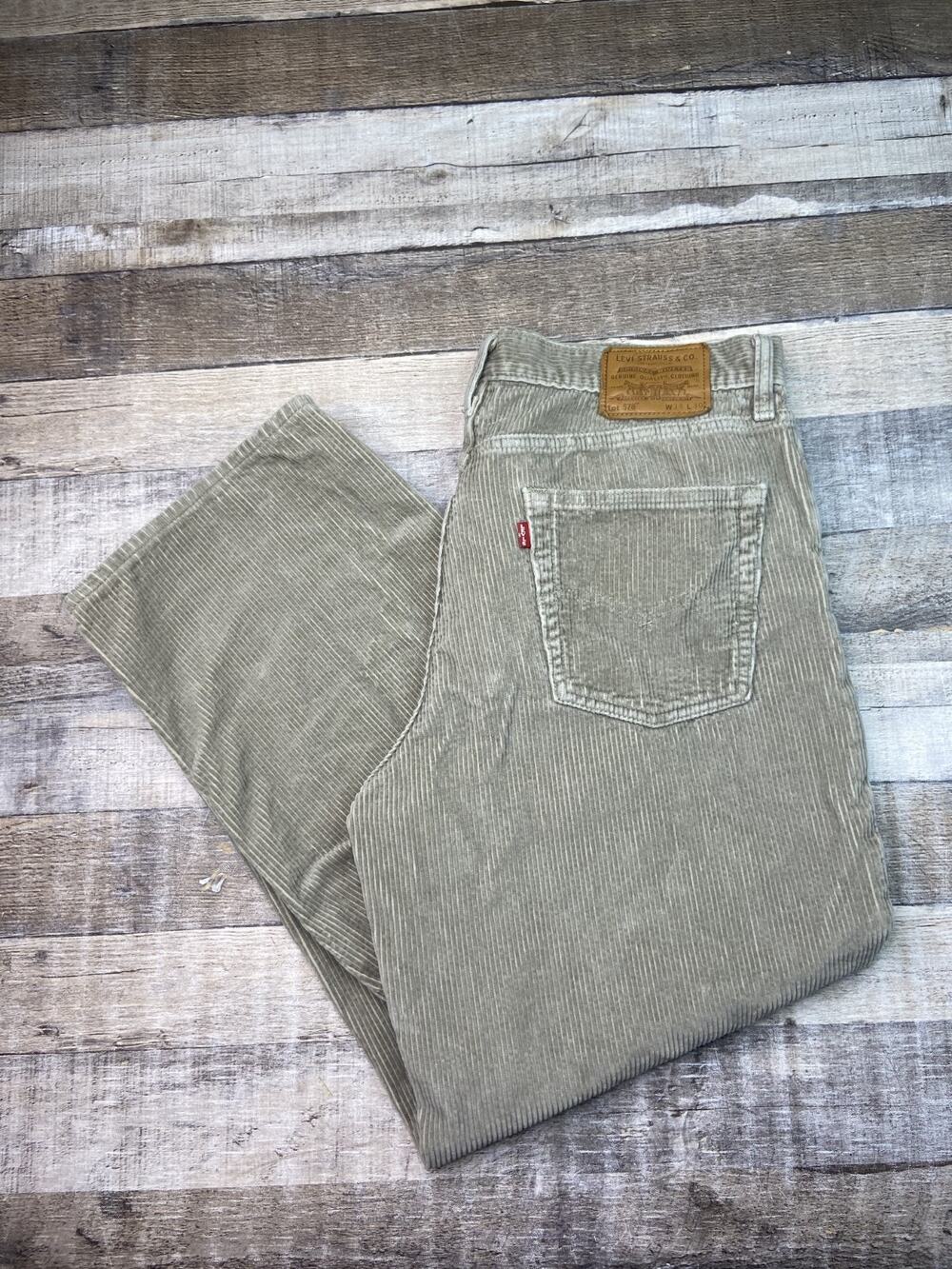 Levi's Premium 578 Baggy Corduroy Pants Men's Actual Sz 34x28 Tan Heavy Cotton